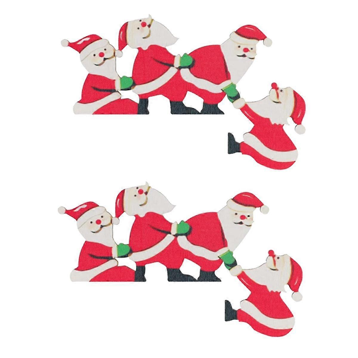 2 قطعة زينة إطار باب عيد الميلاد خشبية لعيد الميلاد أبواب المنزل نوافذ الجدران حزب ، د