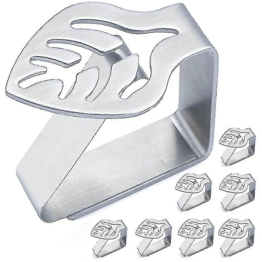 8-pack Silver Stainless Steel Table Cloth Clip Leaf Clips