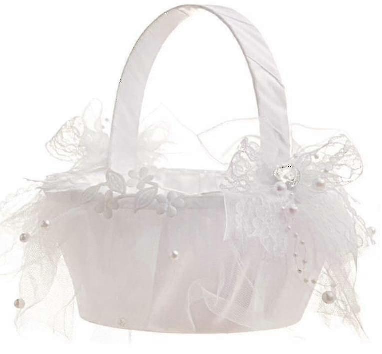White Flower Girl Baskets For Wedding