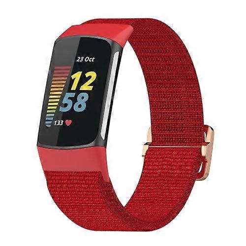 Til Fitbit Charge 5 elastisk nylonflettet klokkerem