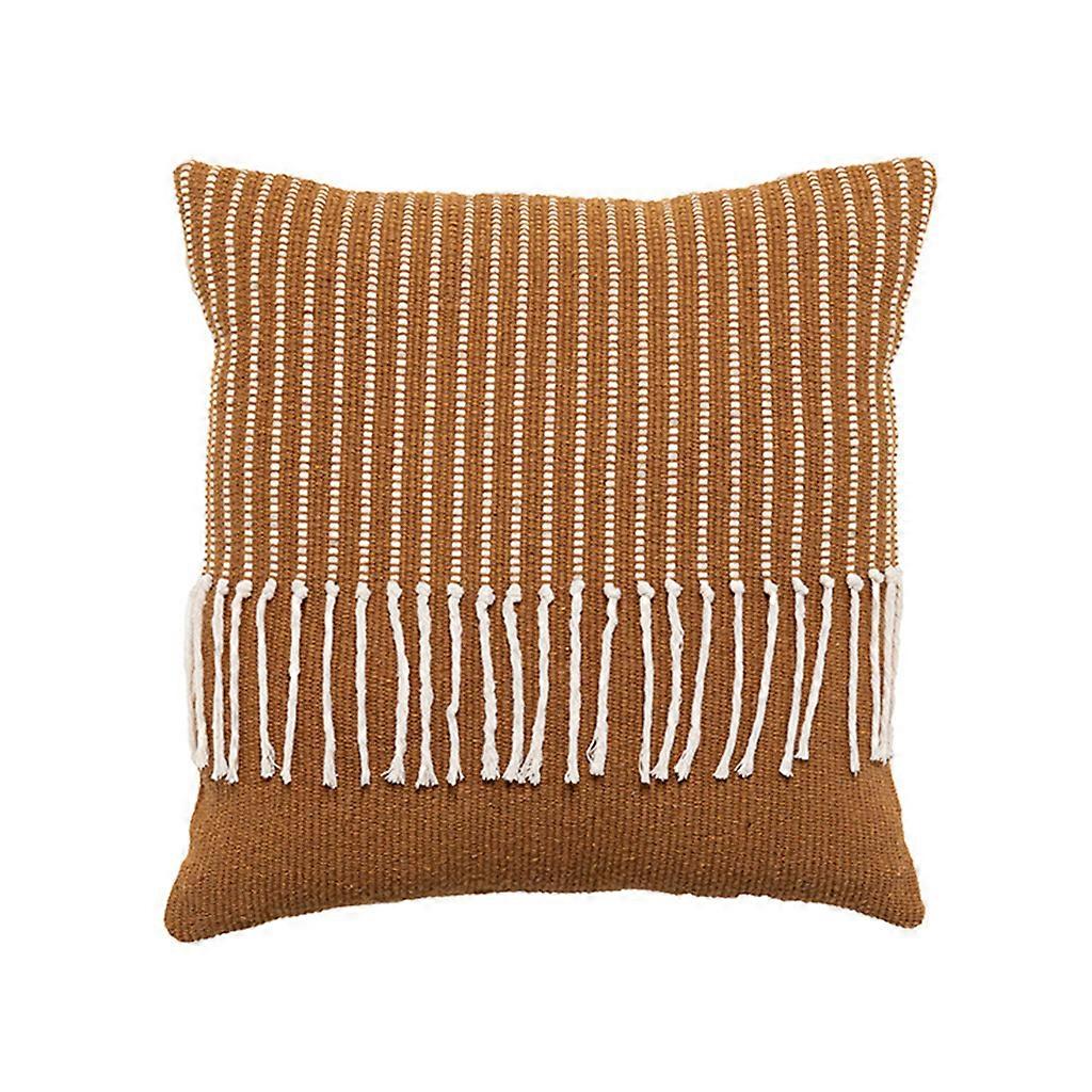 Boho Morocco Tufted Pillow for Case Striped Woven Knit Fringe Tassel Cushion Cov