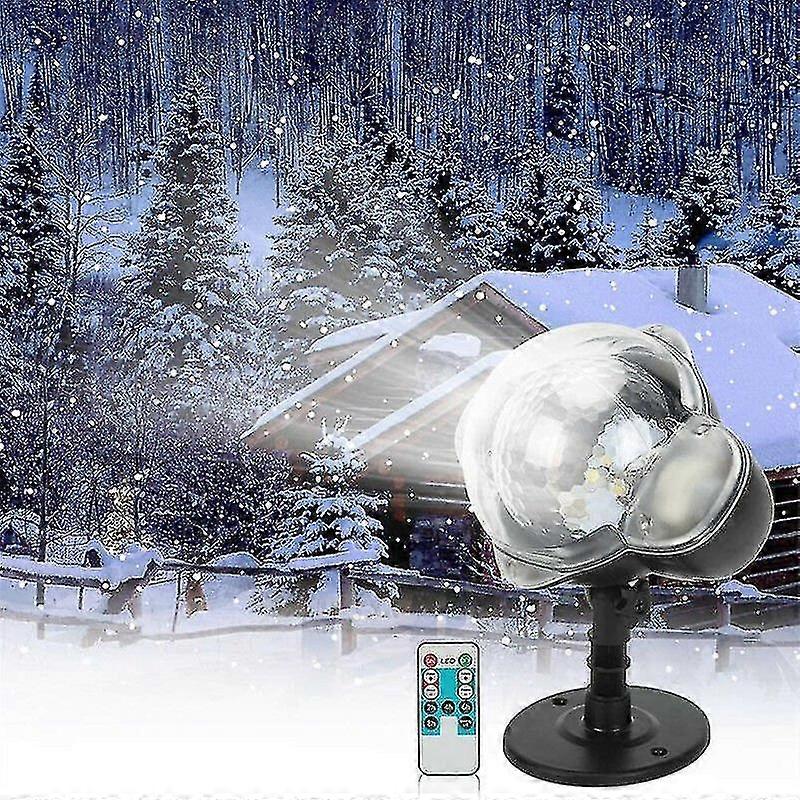 Neige Led Projecteur Lumière, lumières avec télécommande rotative imperméable à l’eau Paysage Flocon de neige Éclairage décoratif pour la fête