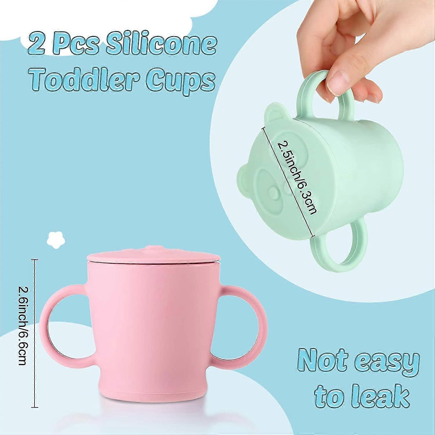 2 Pcs Silicone Training Cups For Infants Learning Cup With Handle
