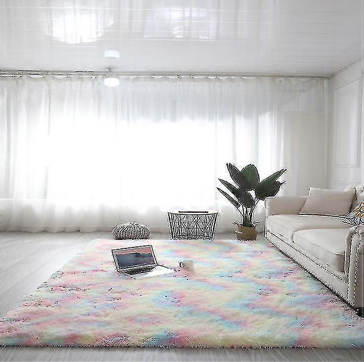 Rainbow Colors Carpet Living Room Plush Rug