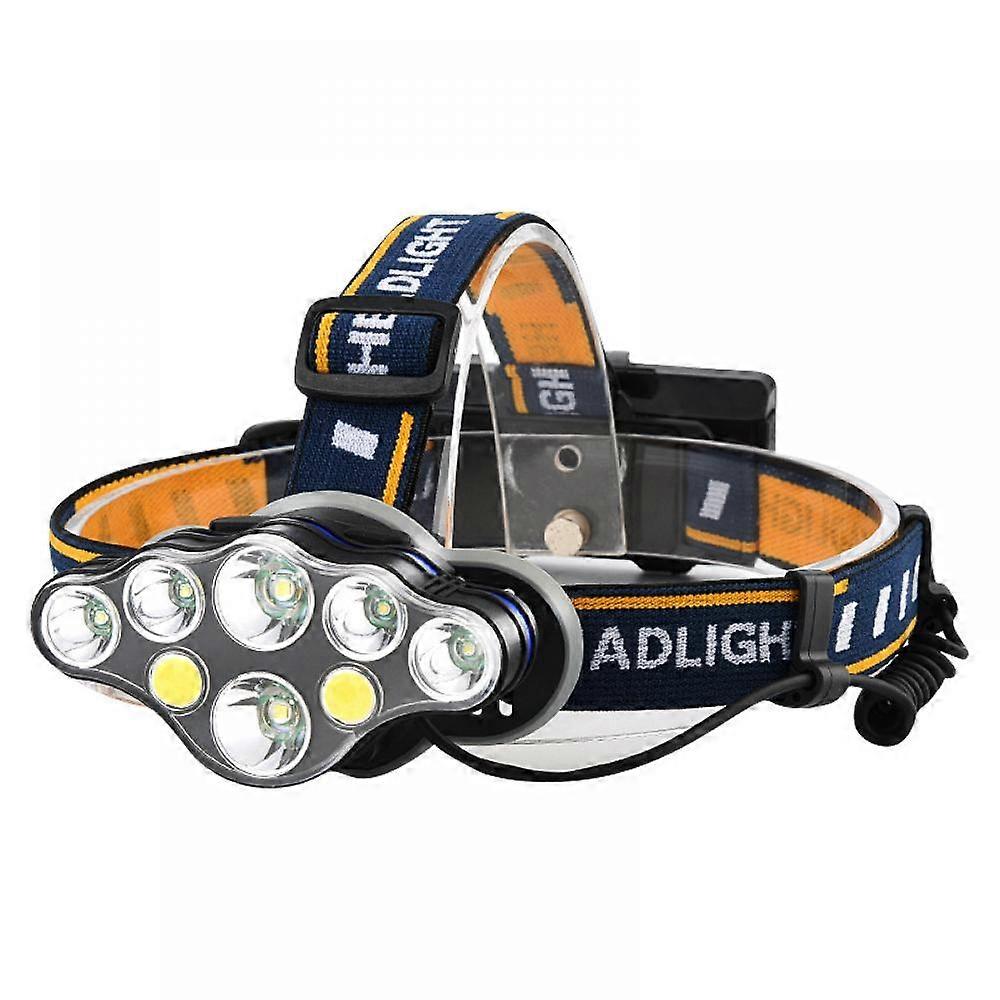 8 Mode Rechargeable Led Headlamp, Super Bright 8 Led Headlamp, With Warning Light, Usb And 2 Waterproof Batteries, For Camping, Fishing, Cave, Running