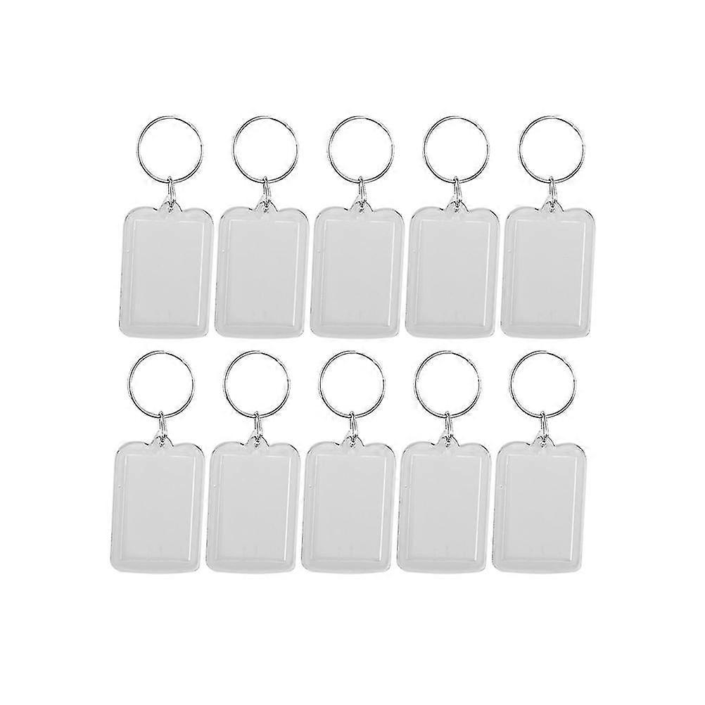 20pcs Transparent Blank Picture Frame Keychain Insert Photo Split Key Ring