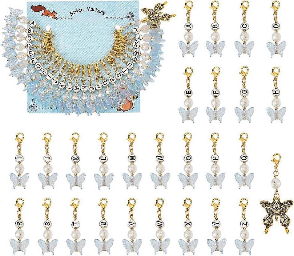 27 Pcs 2 Styles Butterfly Stitch Marker Acrylic Crochet Stitch Marker Alloy Locking Stitch Marker with Lobster Clasp Removable Knitting Crocheting Acc