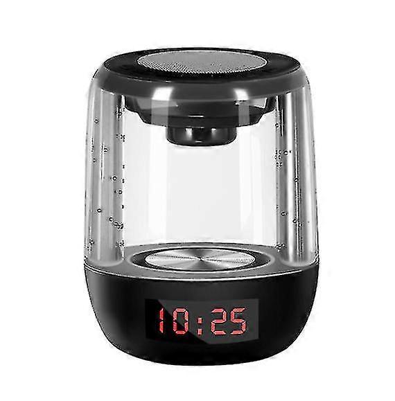Portable Bluetooth 5.0 Speaker, Alarm Clock/clock/night Light Three In One With Led(black)