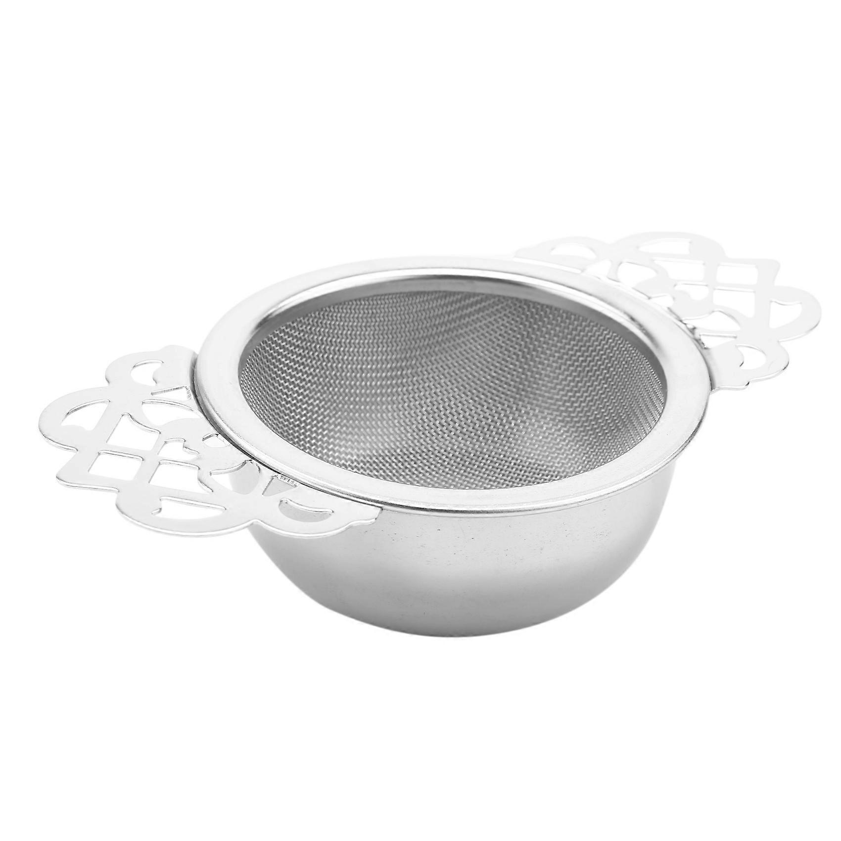 Tea Strainers with Drip Bowls (2-Pack); Elegant Stainless Steel Loose Leaf Tea Strainers