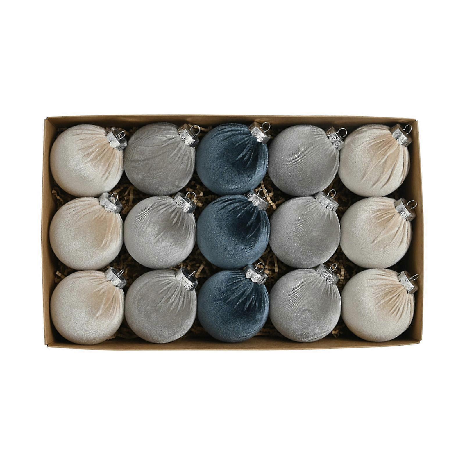 8cm large size 15-pack plush Christmas balls blue