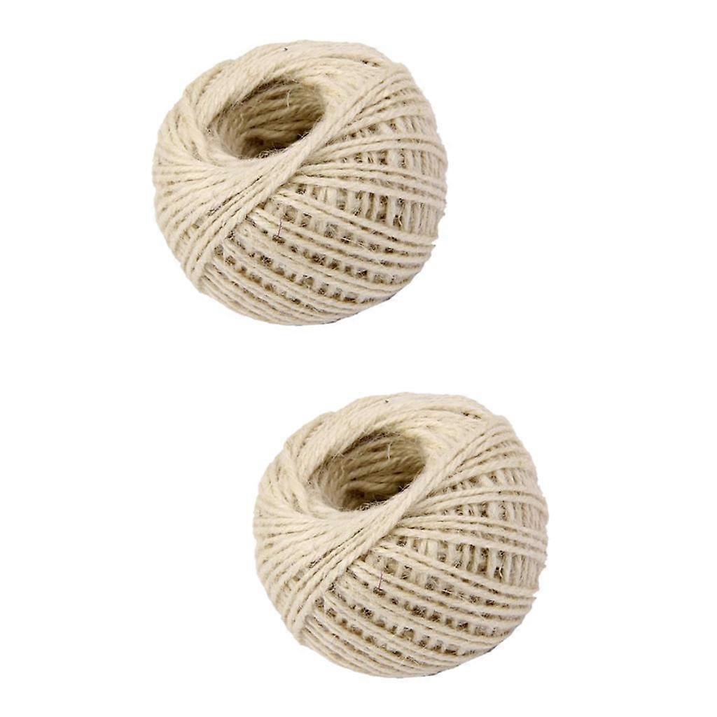 2 Pieces 50m Wrap Gift Hemp Rope Ribbon Twine Rope Cord String Ball White