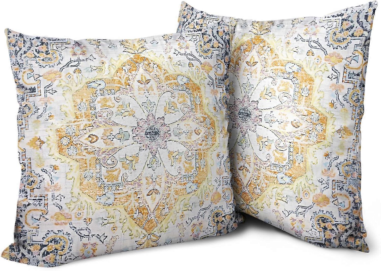 Boho Throw Pillow Covers 16x16 inch Set of 2 Monaco Rug Carpet Double Sided Pattern Cotton Soft Pillow Case Cushion Cover Bohemian Pillowcase for Couc