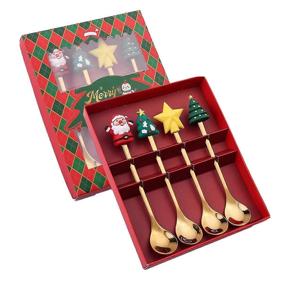 Christmas Set Gift Tableware Spoon & Fork Set Dessert Spoon Fruit Fork Coffee Spoon Tableware Set D