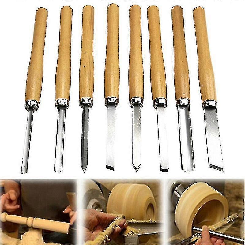 8pcs/set High Speed Steel Wood Turning Lathe Tools Chisel Gouge Woodworking Kit