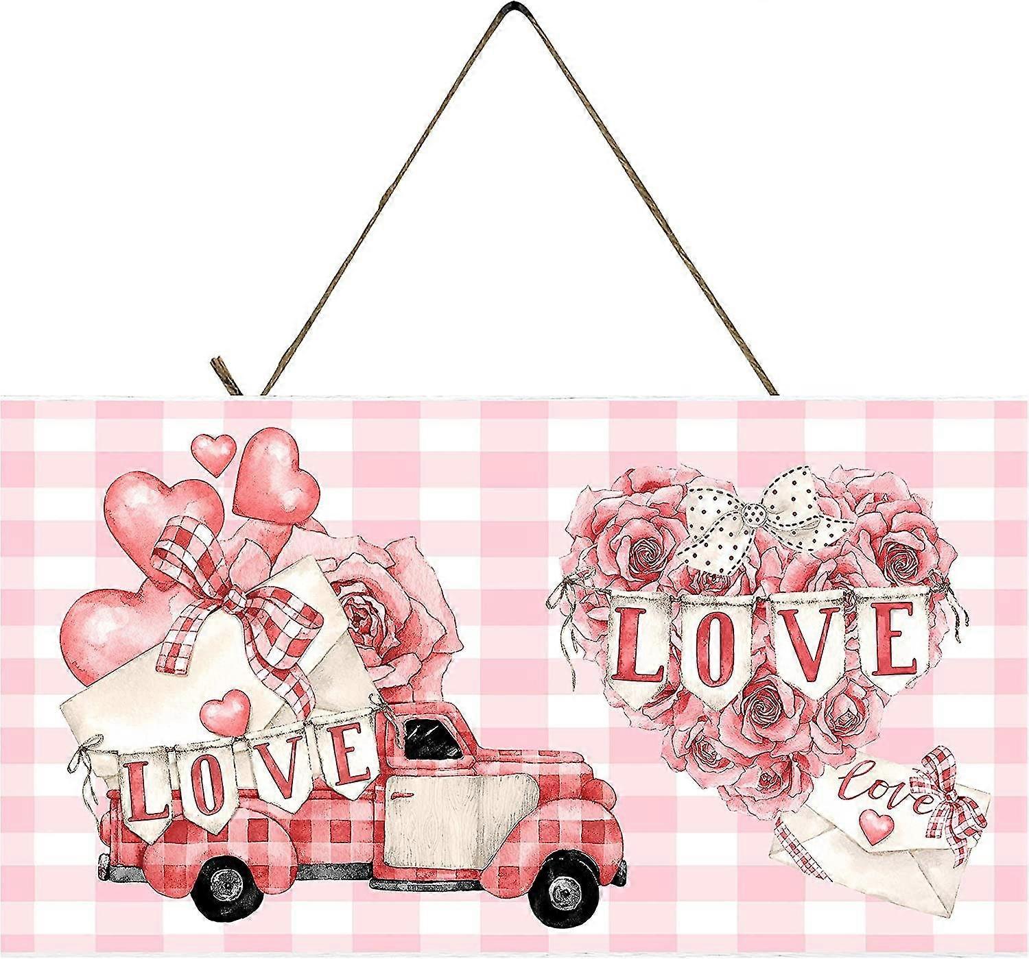 Farmhouse Dia dos Namorados Decoração pendurado MetalWall Sign (rosa Love Truck) 8x12 polegadas ou 12x16 polegadas Mod