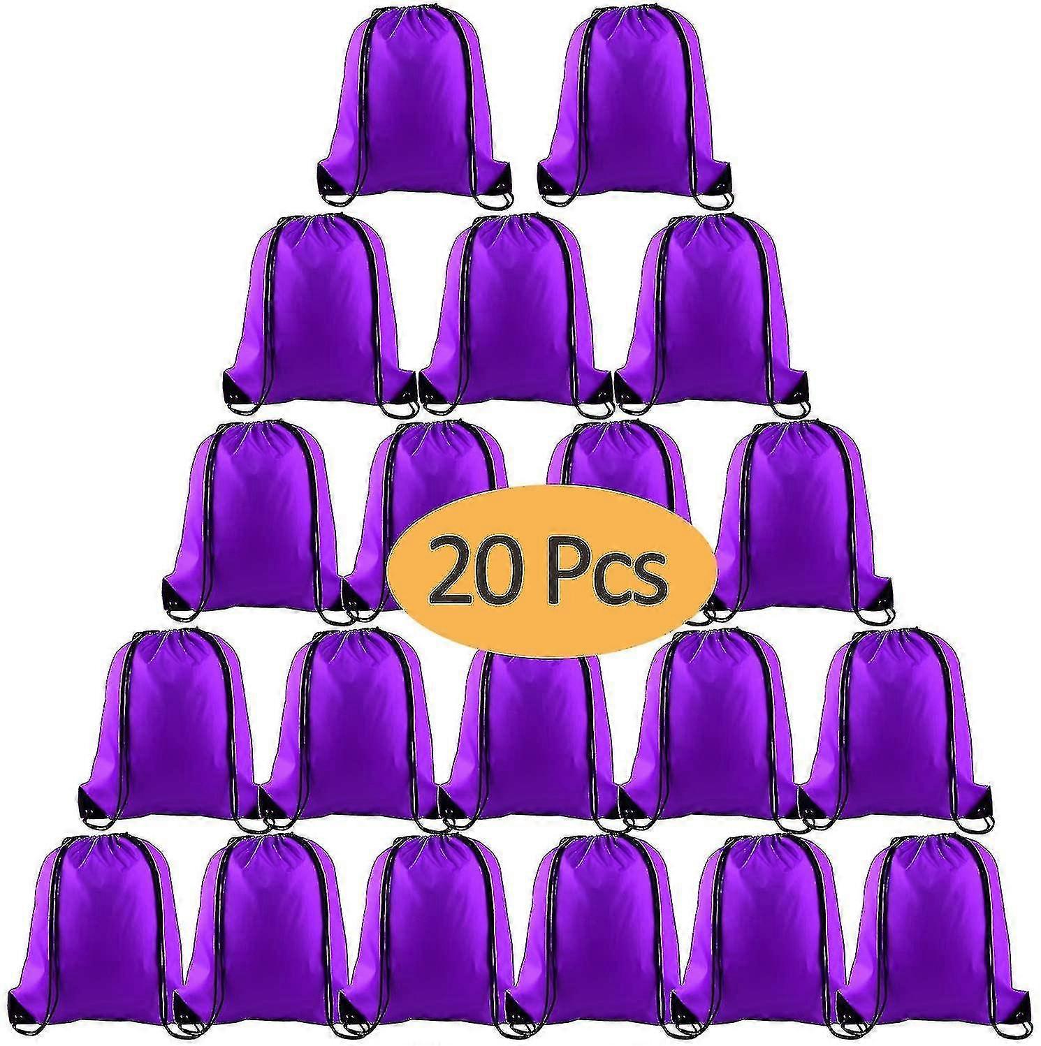 10pcs Drawstring Backpack String Sport Bag, viola