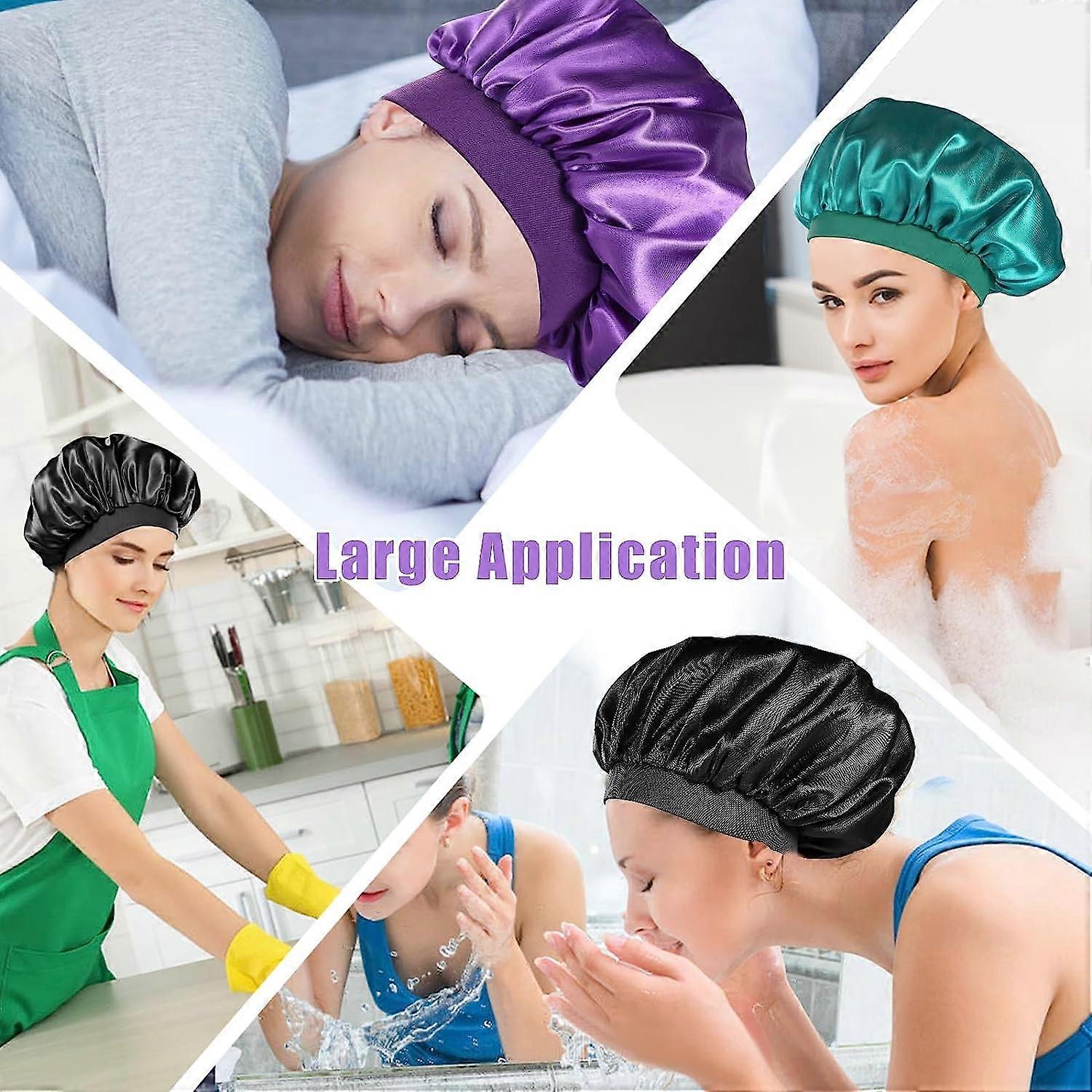 3pcs Satin Bonnet (Black, Purple, Cyan)