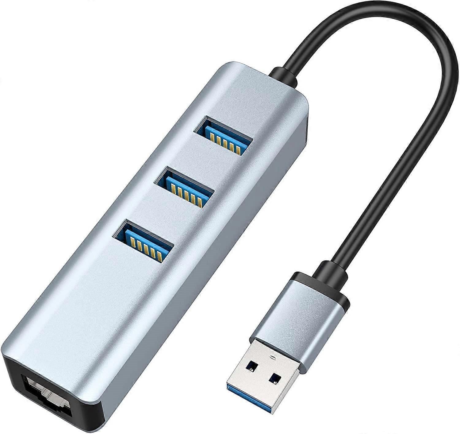 USB 3.0 to Ethernet Adapter - 3-Port USB 3.0 Hub with RJ45 Gigabit Ethernet Adapter - Support Windows, Mac OS, Surface Pro, Linux, Chromebook