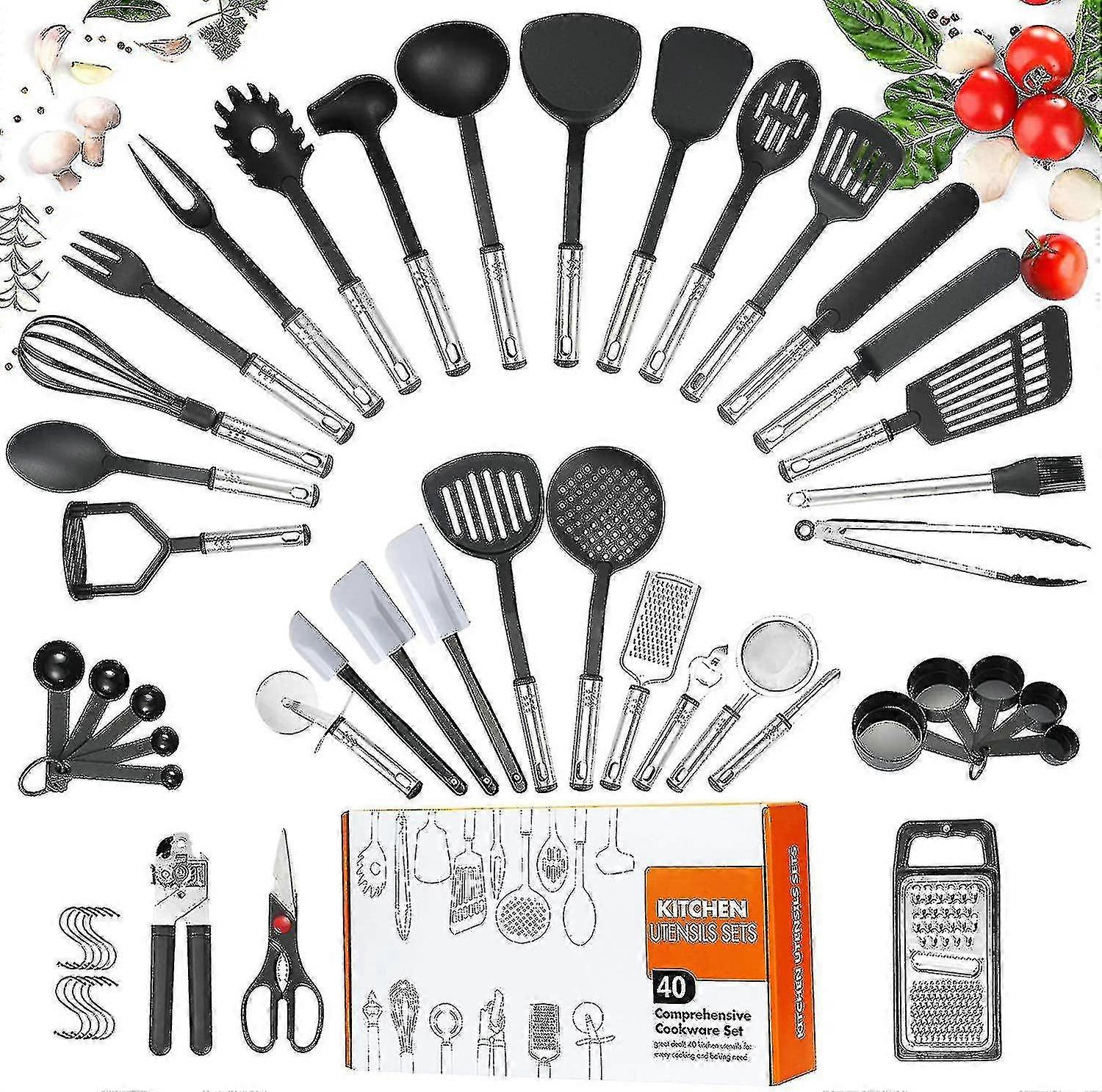 Cooking Utensils Set, 40 Pcs Cooking Utensils, Nylon Cooking Utensils Set, Utensil Set With Non