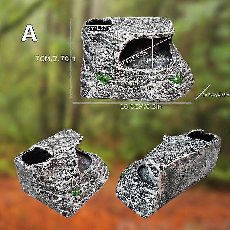 1pc Reptile Rock Cave Turtle Basking Platform Resin Craft Turtle Tank Landscaping Frog Hideaway Cave