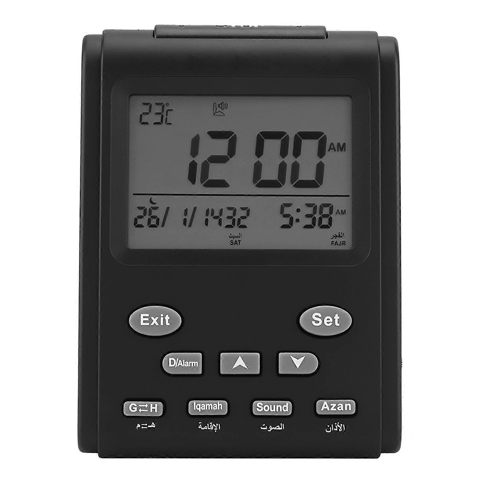 Digital Islamic Prayer Alarm Clock Multifunctional Black Desk Table Clock