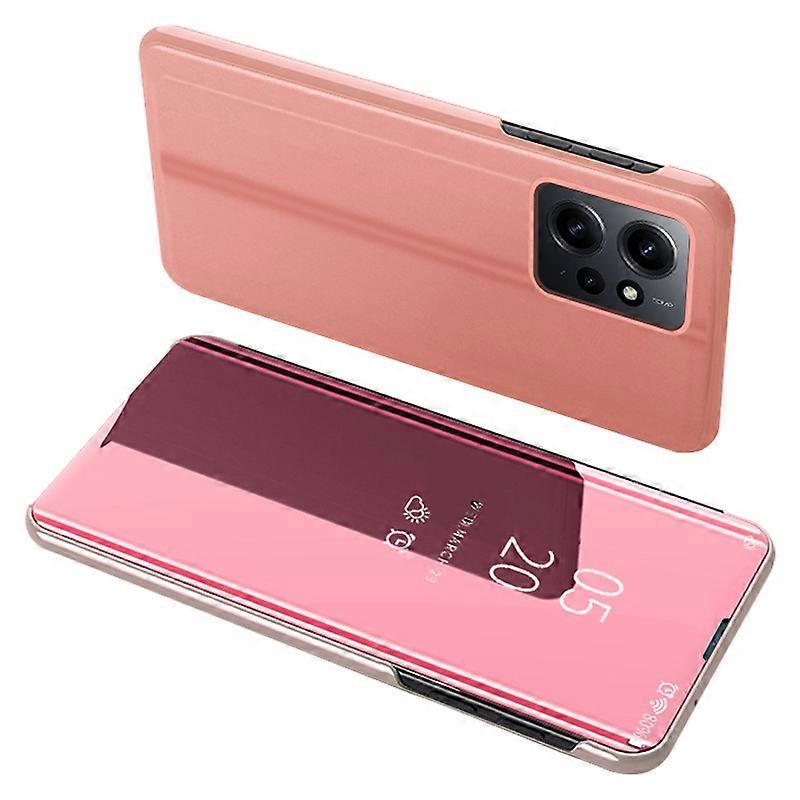 Leather Case for Xiaomi Redmi Note 12 4G Stand Shell View Window Mirror Electroplating Phone Cover