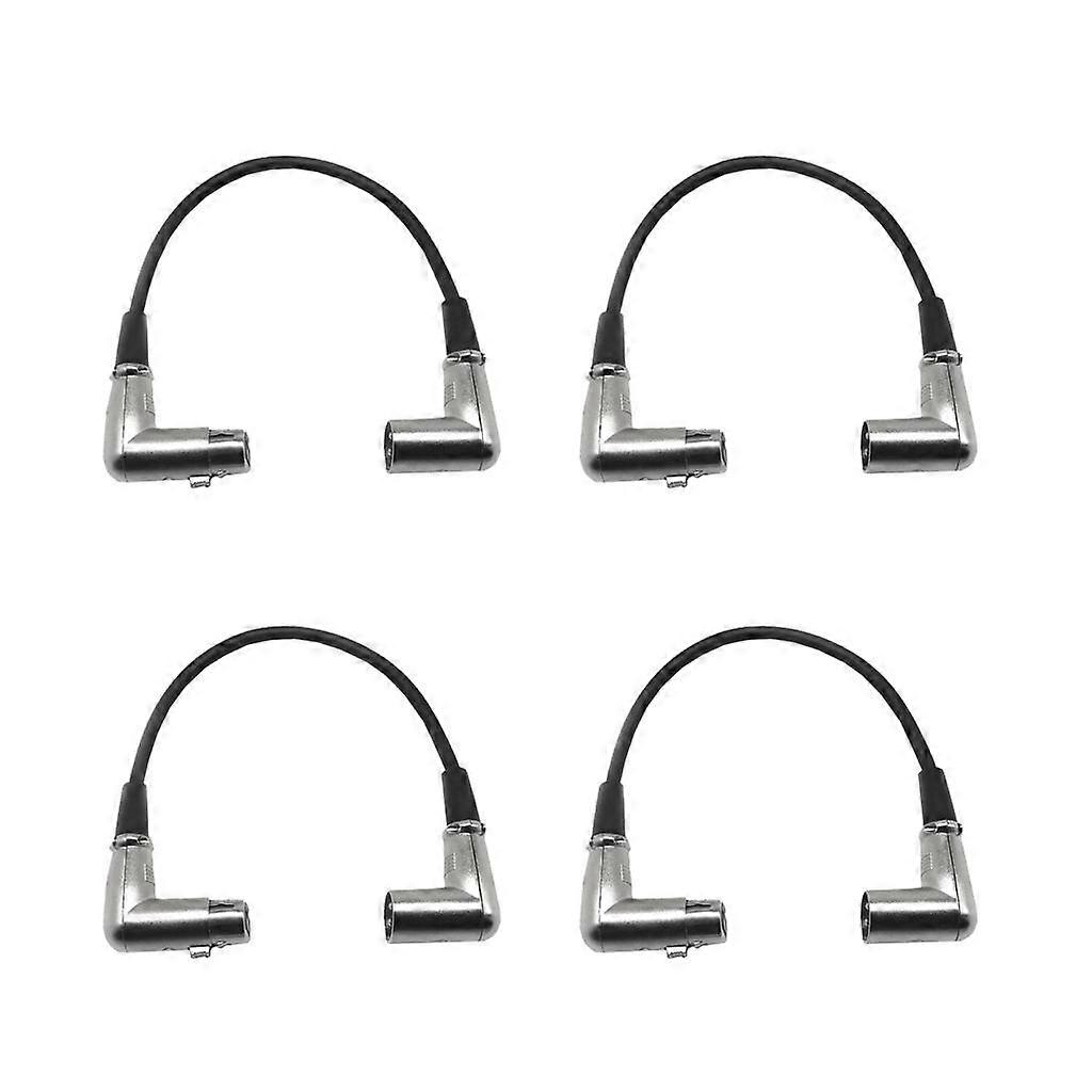 4pc 3Pin XLR 90 Degree Cable Extension For Audio Loudspeaker Mixing Console