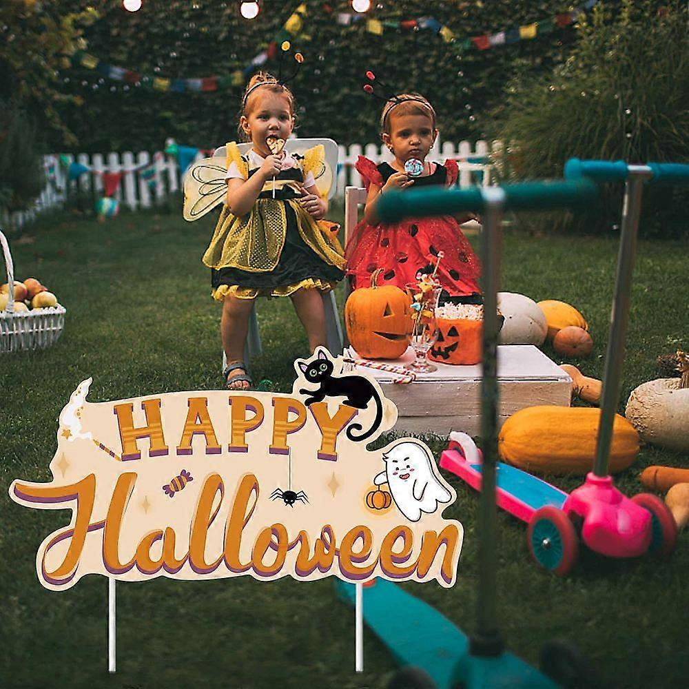 1Set Plastic Yard Signs Display Decorations for Outdoor Garden Decoration Word Happy Halloween PeachPuff 210x390x4mm DIY