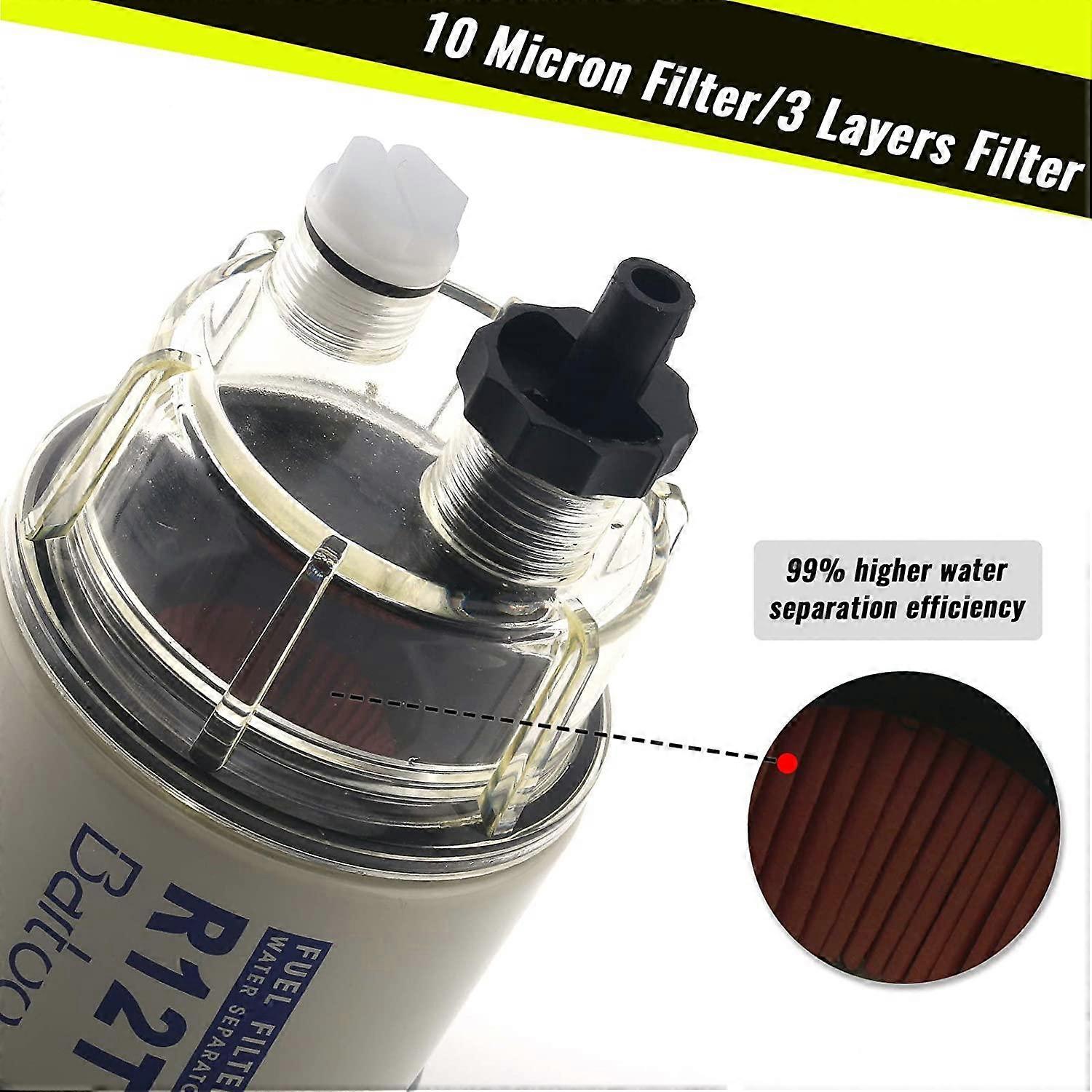 thumbnail image 2 of Munirater Spin-On Fuel Filter / Water Separator – 10 Micron, 57 LPH (30 GPH) – Replaces 120AT, R12T – White 2 of 6