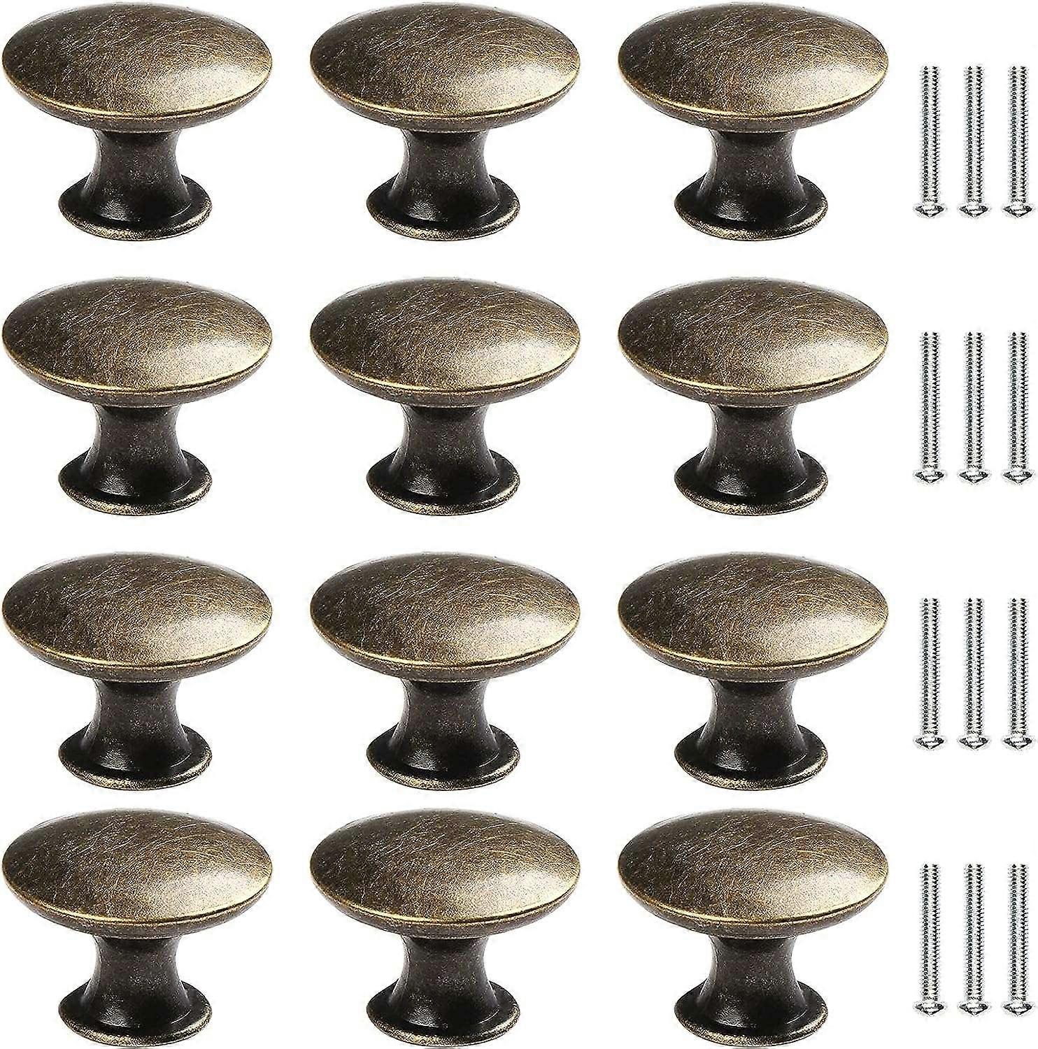 2025 Suitable 12 Pcs Round Cabinet Knobs Vintage Drawer Knobs Brass Cabinet Pulls Door Knobs for Closet Kitchen Be