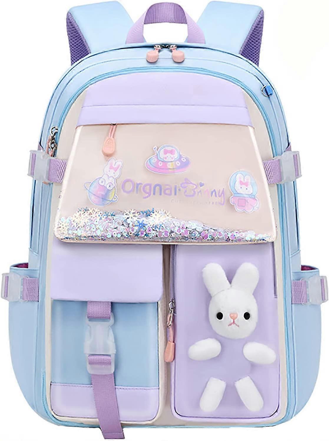 Ubiuo Zaino coniglietto, zaino coniglietto kawaii per ragazze, borsa da libro kawaii impermeabile di grande capacità per gradi 1-6 (blu, grande)