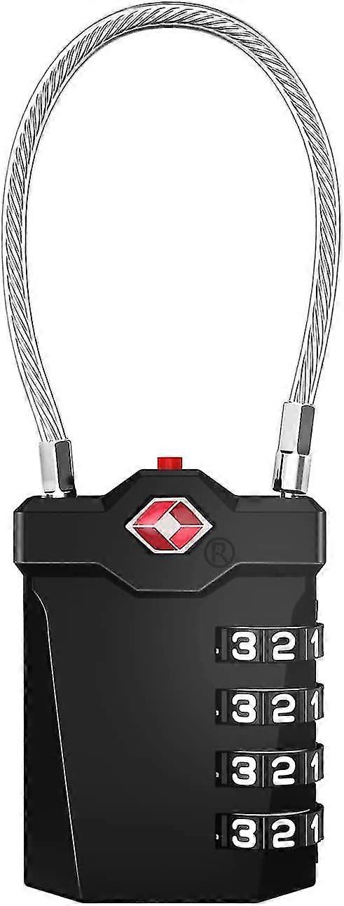 Luggage Lock With White Numbers, Flexible Cable Zipper Lock For Suitcases, Gym, Easy To Read Dials (sliver) -yyds