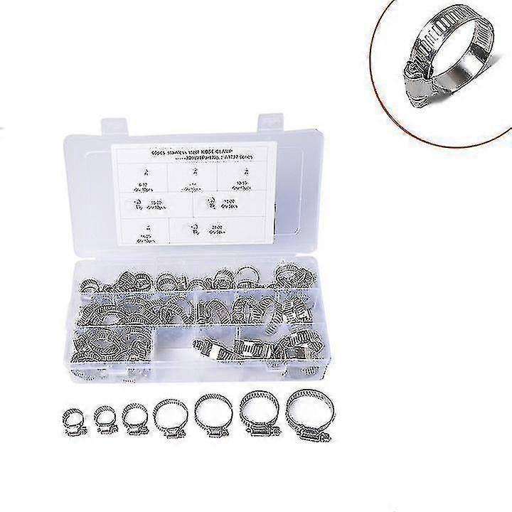 60pcs 7 μεγέθη ρυθμιζόμενων σφιγκτήρων σωλήνων Worm Gear από ανοξείδωτο χάλυβα σφιγκτήρα ποικιλία