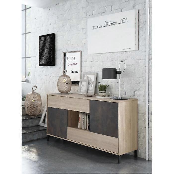 INDUSO - Commode 2 portes + buffet 2 tiroirs de style industriel