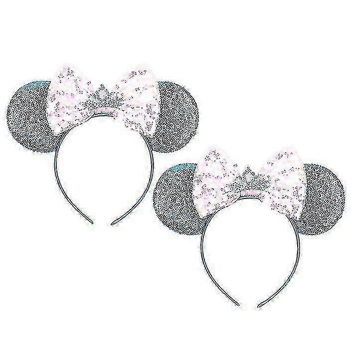 2pcs Shiny Bows Mouse Ears Headbands Happy H