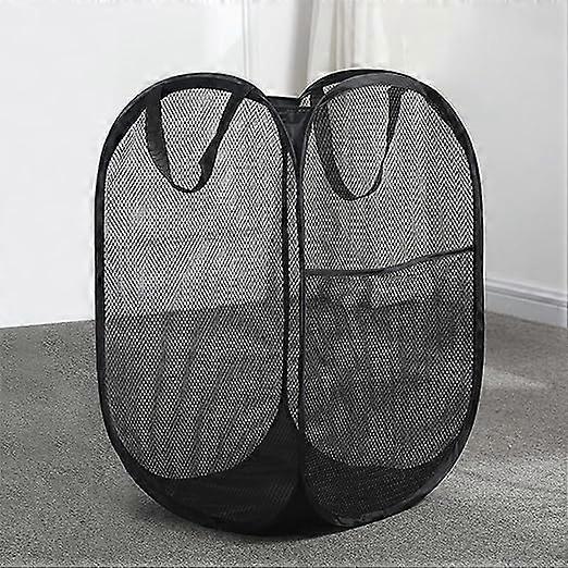 Large Mesh Laundry Basket, Foldable Pop-Up Foldable Laundry Baskets, Foldable Laundry Baskets, Foldable Fabric Basket with Mesh, Laundry Basket with H