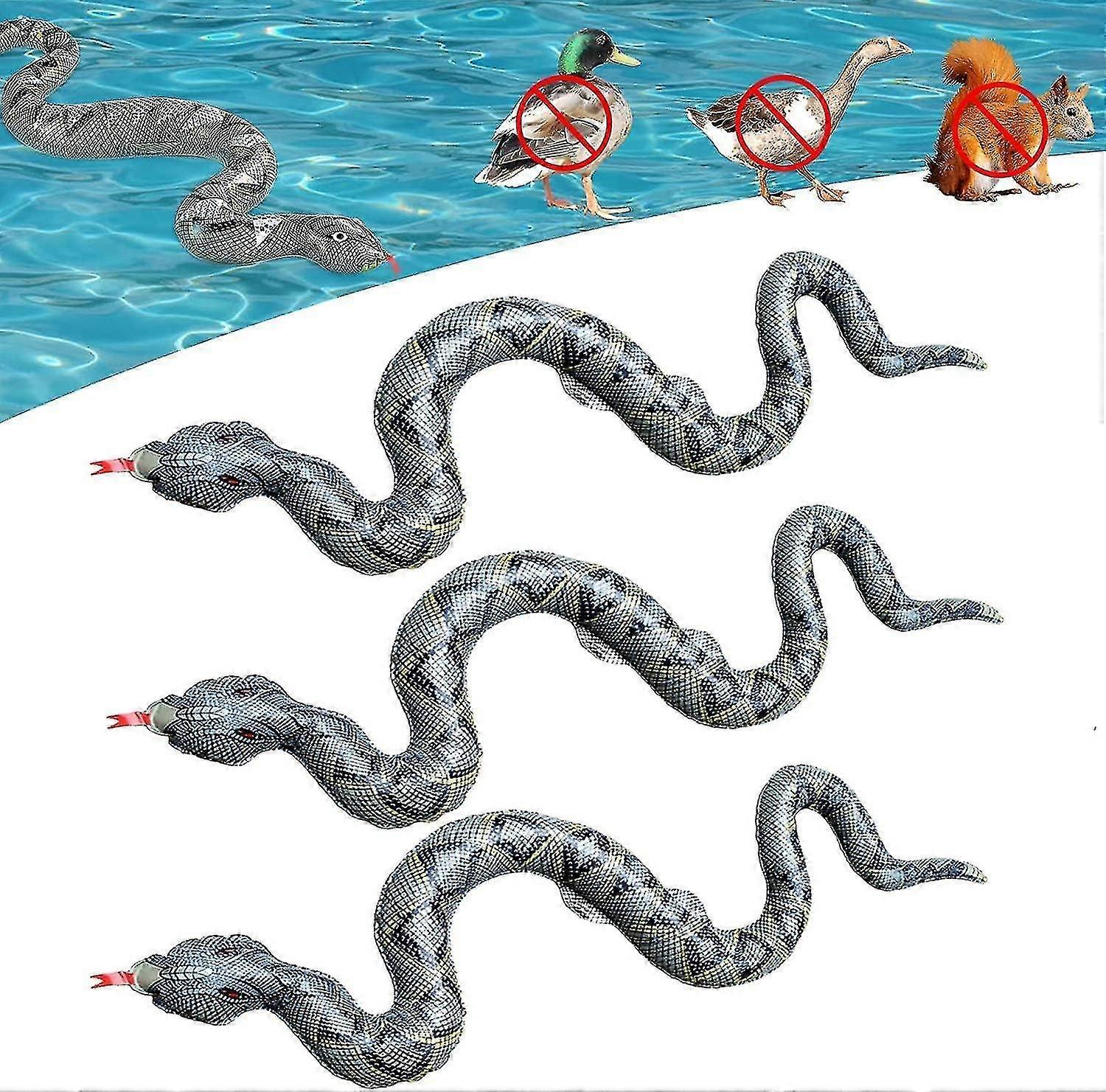 3pcs Inflatable Snakes For Pool To Keep Birds Away, Floating Snakes For Pool With Pump, Fake Snake Balloon Pool Supplies Prank Props