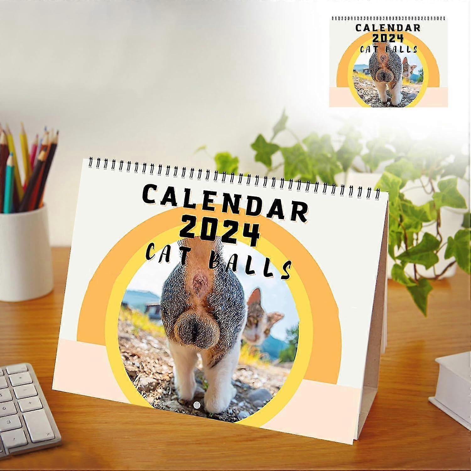 Calendar 2024 Cat Balls, Cat Balls Calendar 2024, Cats Buttholes Calendar, Whimsical And Fun Cat Pictures Funny Cat Butthole Calendar Gift