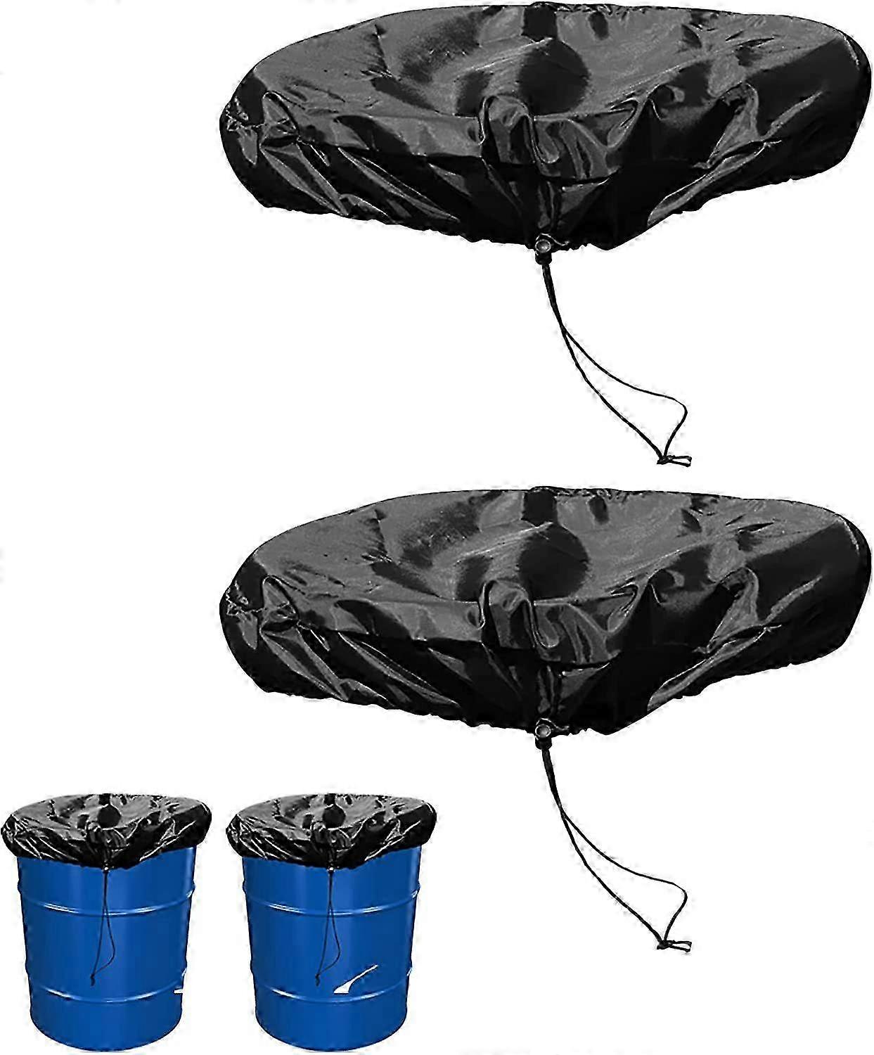 2 Pcs Stretchable Drum Cover with Drawstring for Universal Rain Barrel