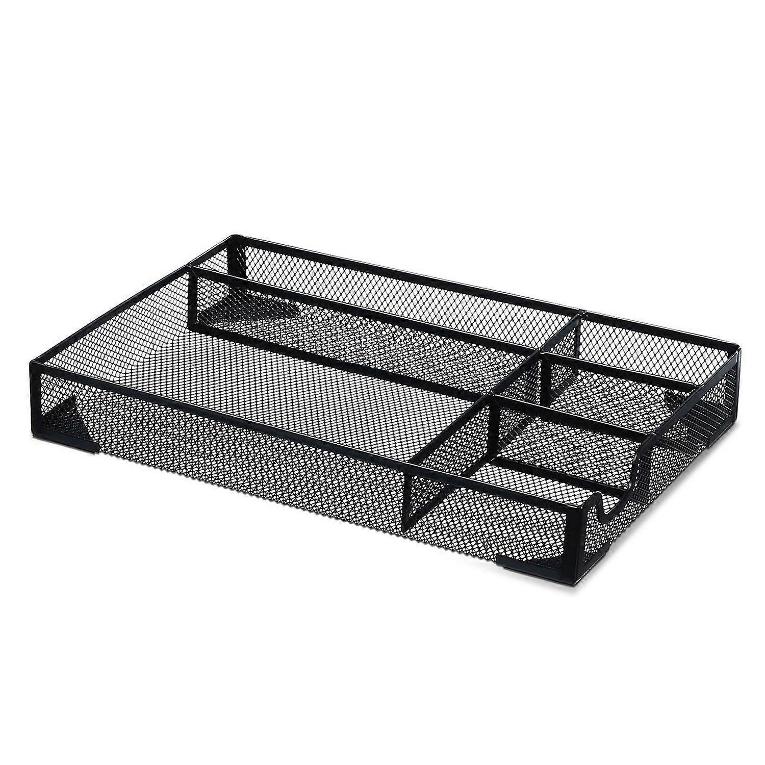 Desktop Storage Box Multi Compartments Large Capacity Hollow Out Mesh Metal Pen Book Clips Note Pads