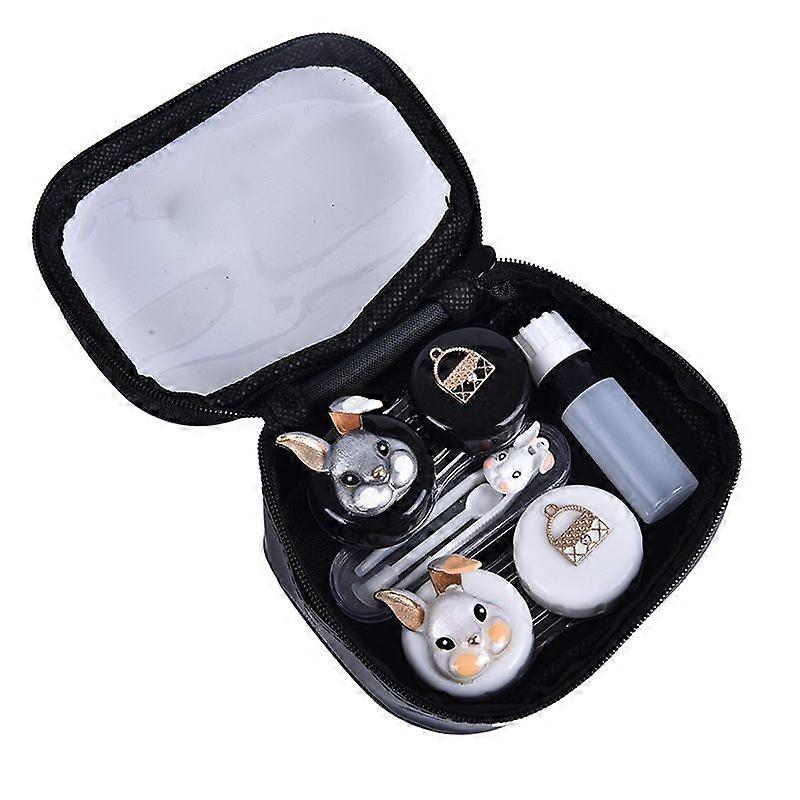 2Pairs Contact Lenses Case With Clear Bag Mirror Container Holder Travel Kit