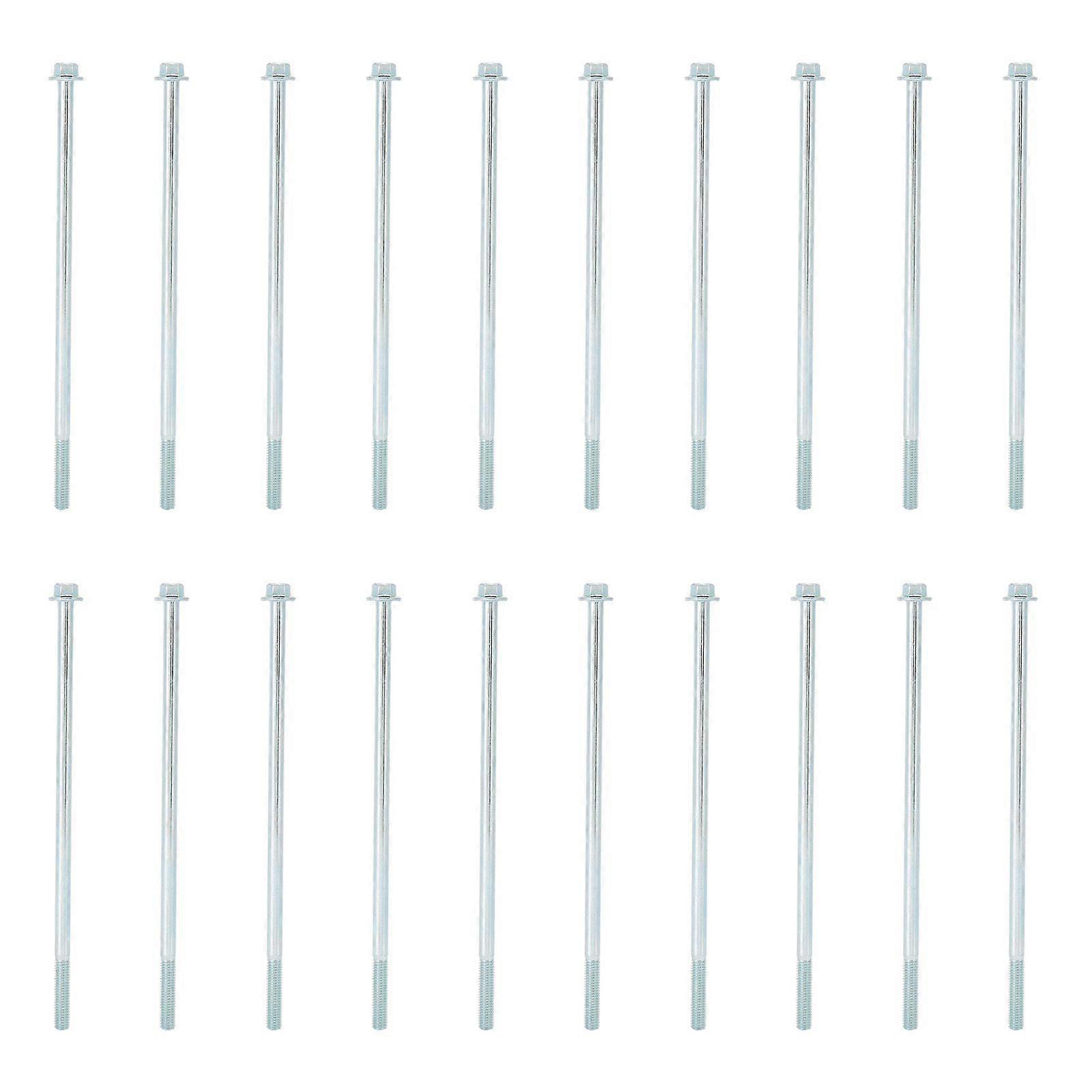 20Pcs M6x160 Long Screw Iron Hex Flange Threaded Bolt Fastener Hardware Accessory
