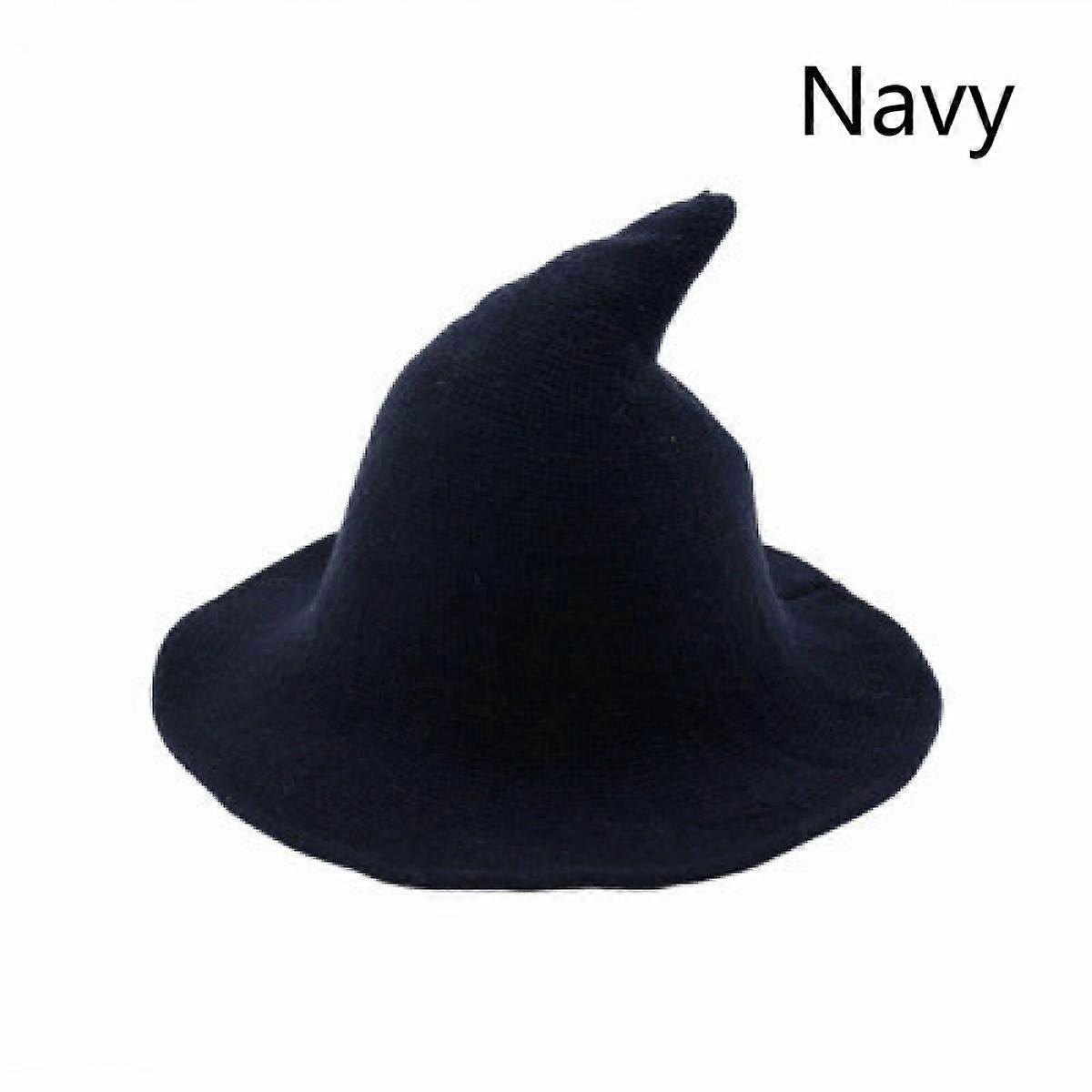 Explosive halloween wizard hat with pointed top and funny autumn and winter big brim knitted wool hat