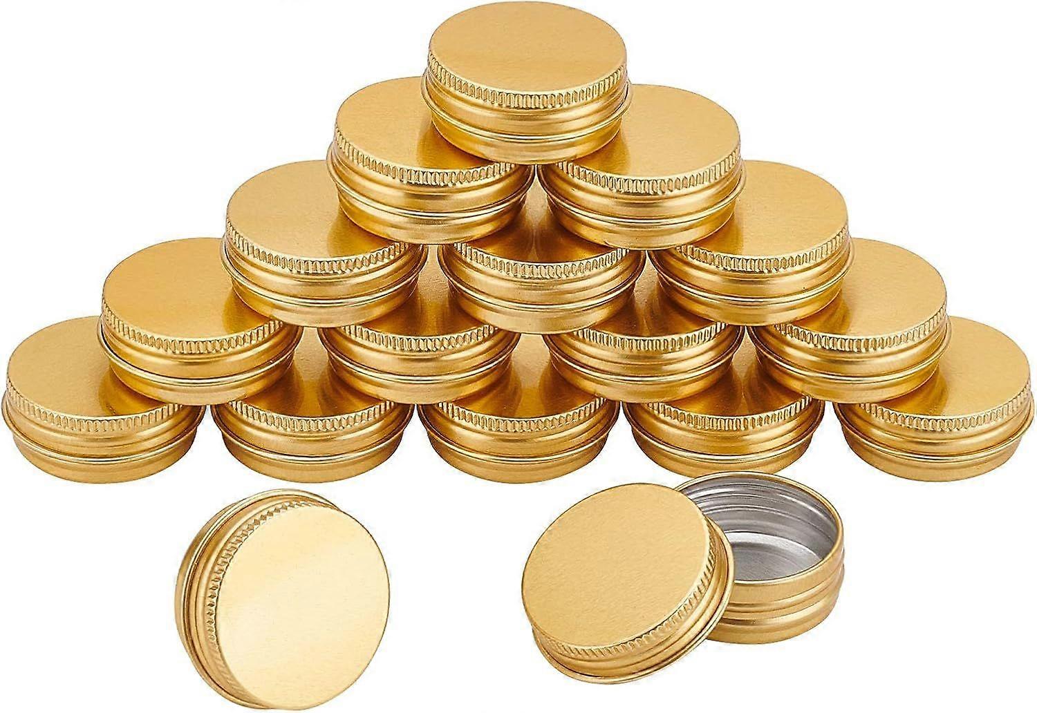 36 Pcs 15ml Aluminum Round Cans 1/2 Ounce Golden Travel Tins Containers Tins with Screw Lid for Candles Salve Spices