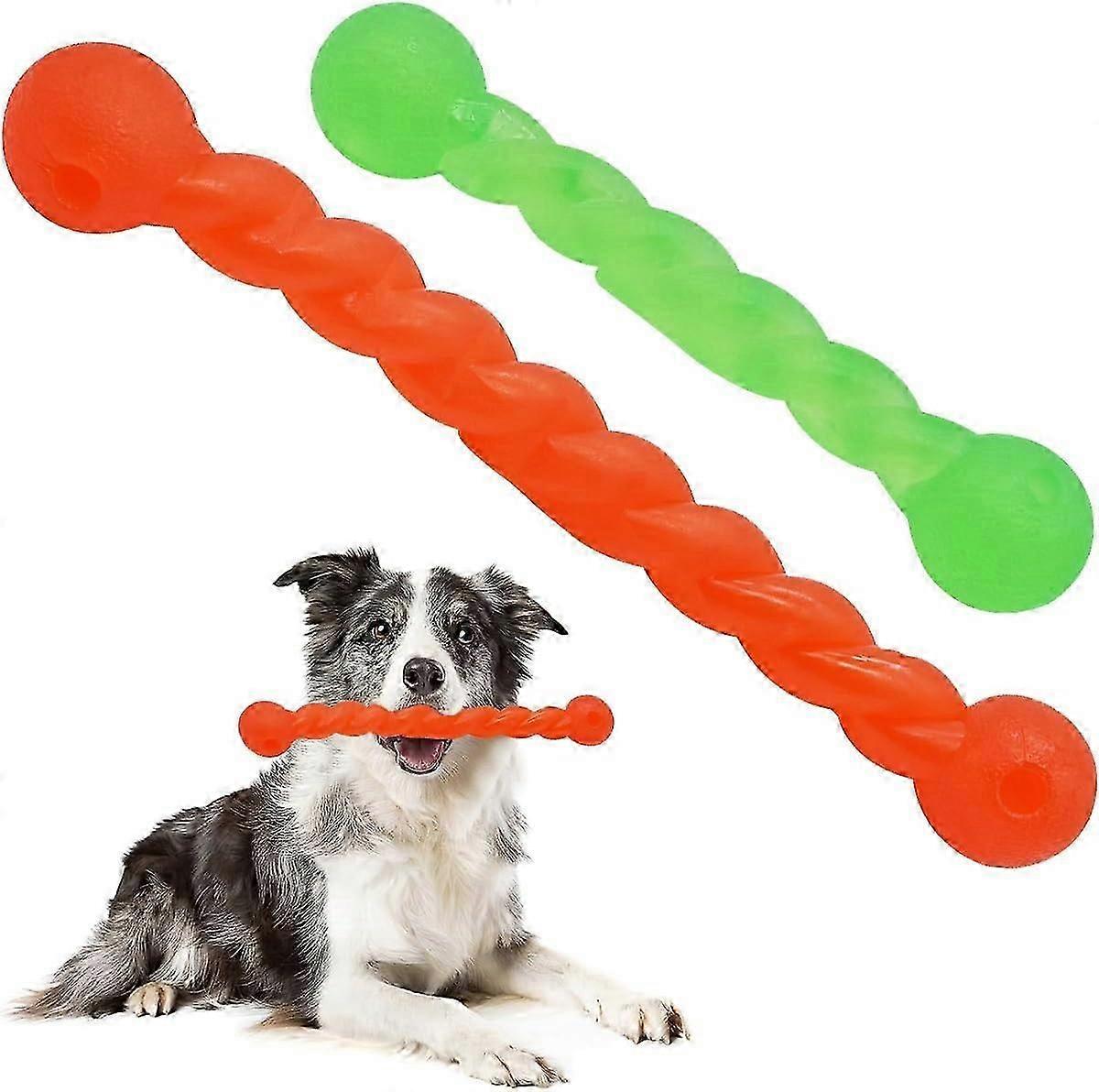 Dog Chew Toy, 2pcs Rubber Spiral Chew Bone, Strong, Interactive, for Large Small Dogs, Cleans Teeth and Massages Gums