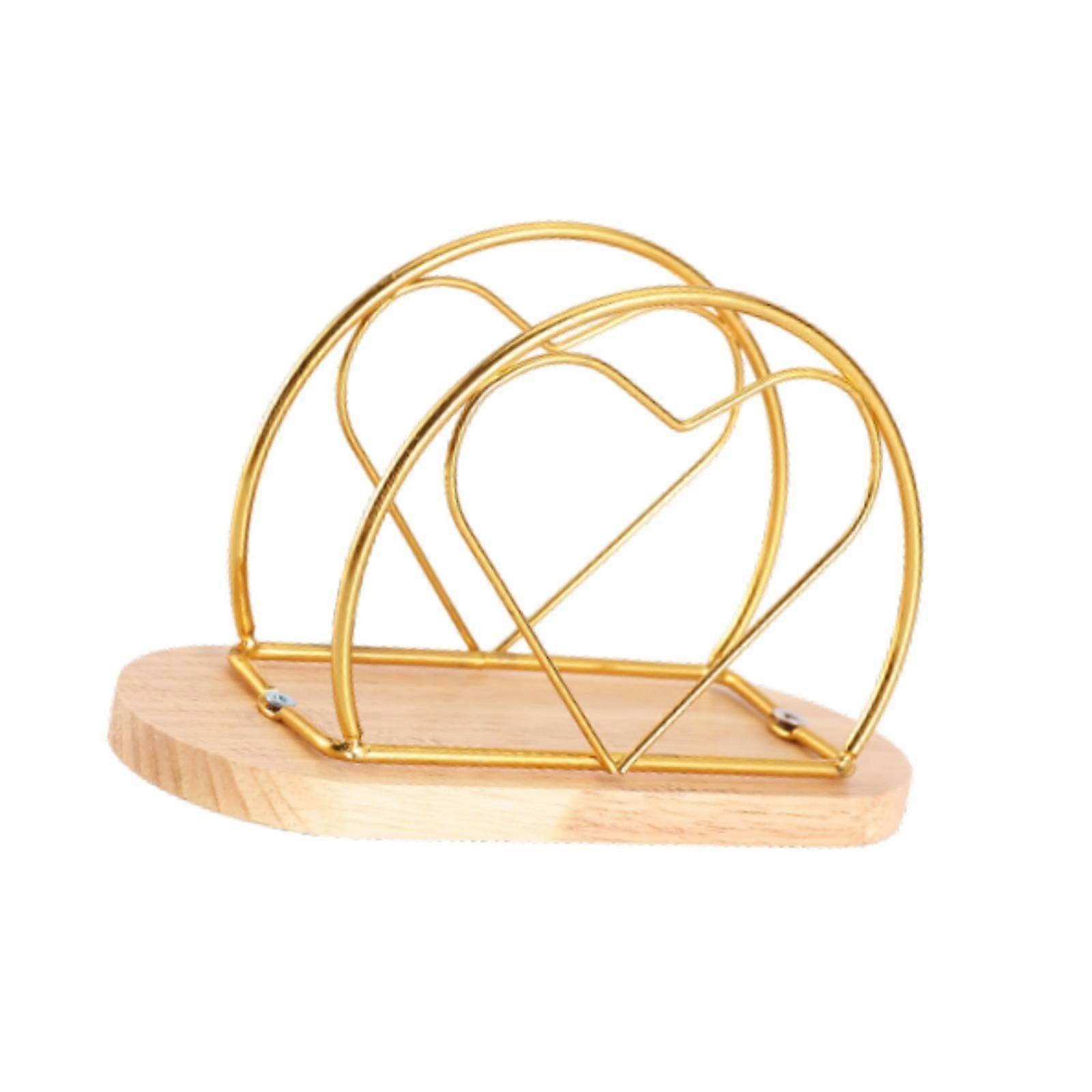 Napkin Holder for Table Desktop Ornament Heart Shape Convenient Storage Rack Gold