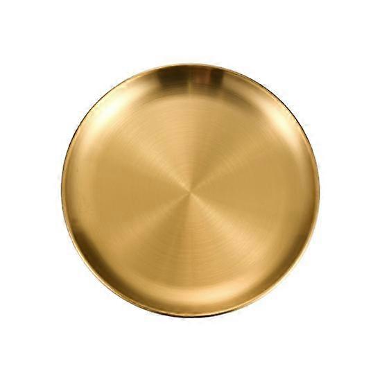 Stainless Steel Dinner Plates Round Salad Serving Plate Easy to Clean Pizza Fruit