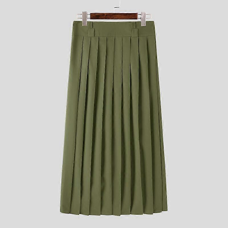 INCERUN Spring Men Pleating Loose Long Skirts