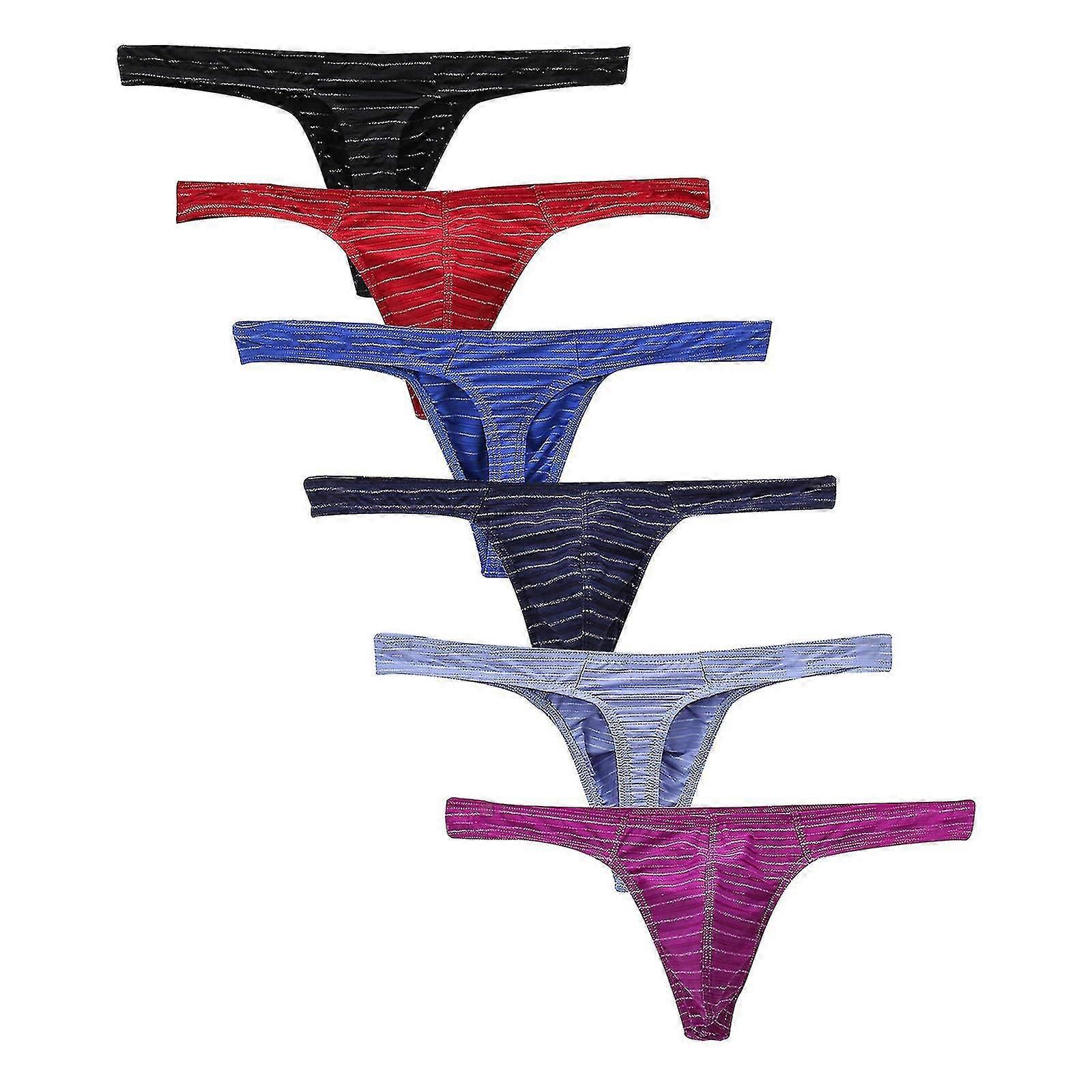 Herrenunterwäsche mit niedriger Taille Farbstreifen Bequemer String 6pc-hy