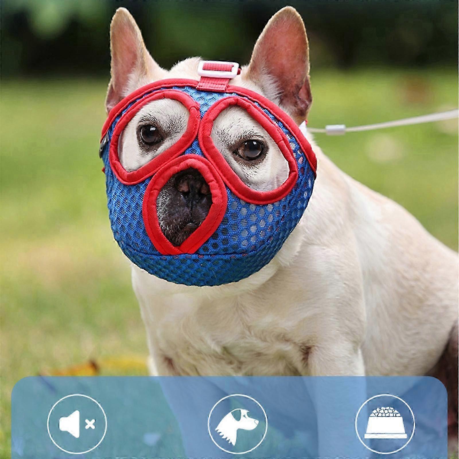 Short Snout Dog Muzzle, Breathable Mesh Flat Faced Muzzle for French Bulldog Shih Tzu, Mask Bulldog Muzzle to Prevent Biting Chewing & Barking